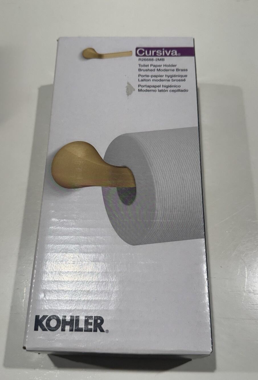 KOHLER Cursiva Wall-Mount Toilet Paper Holder in Vibrant Brushed Modern Gold